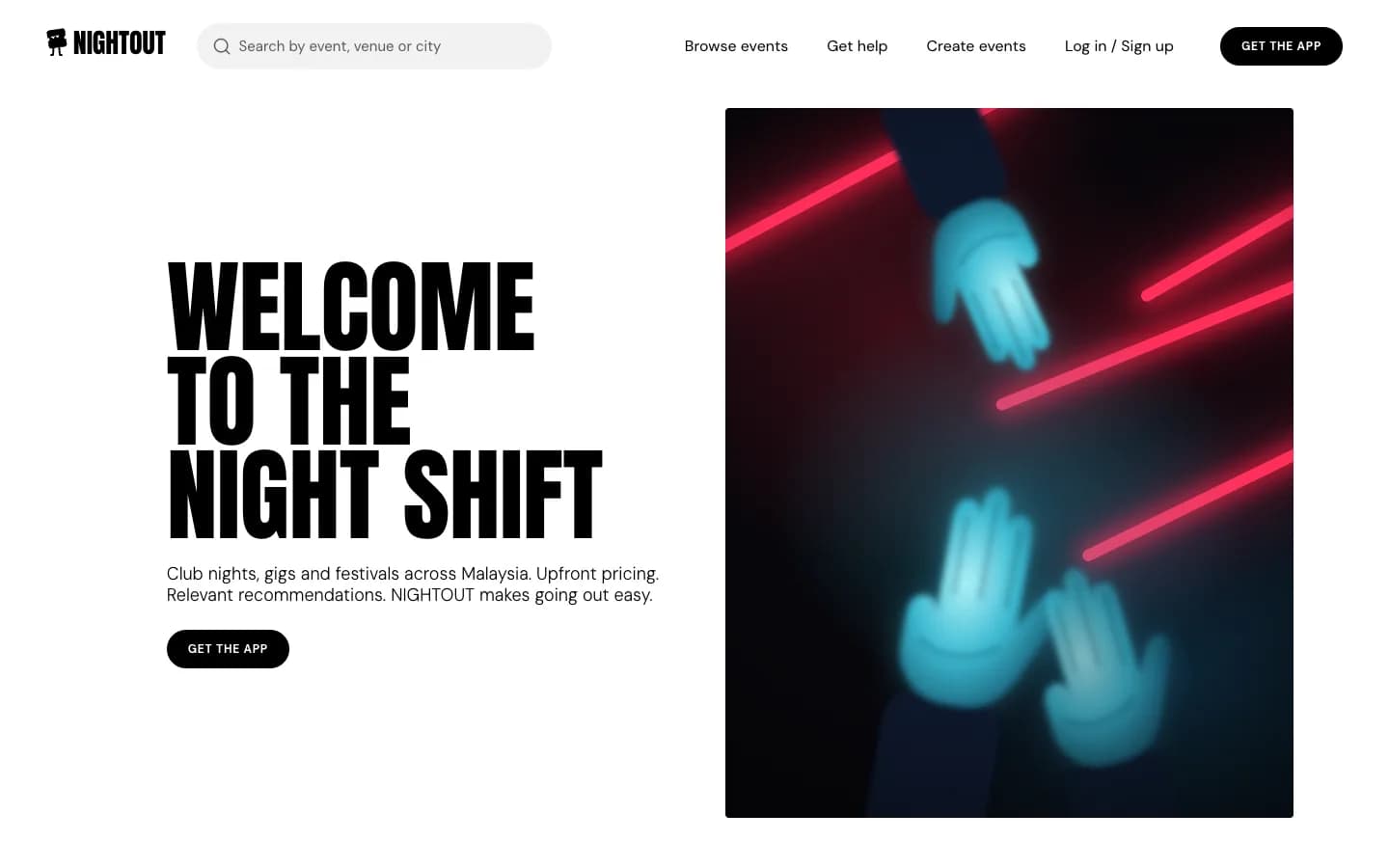 DICE ticketing theme home page