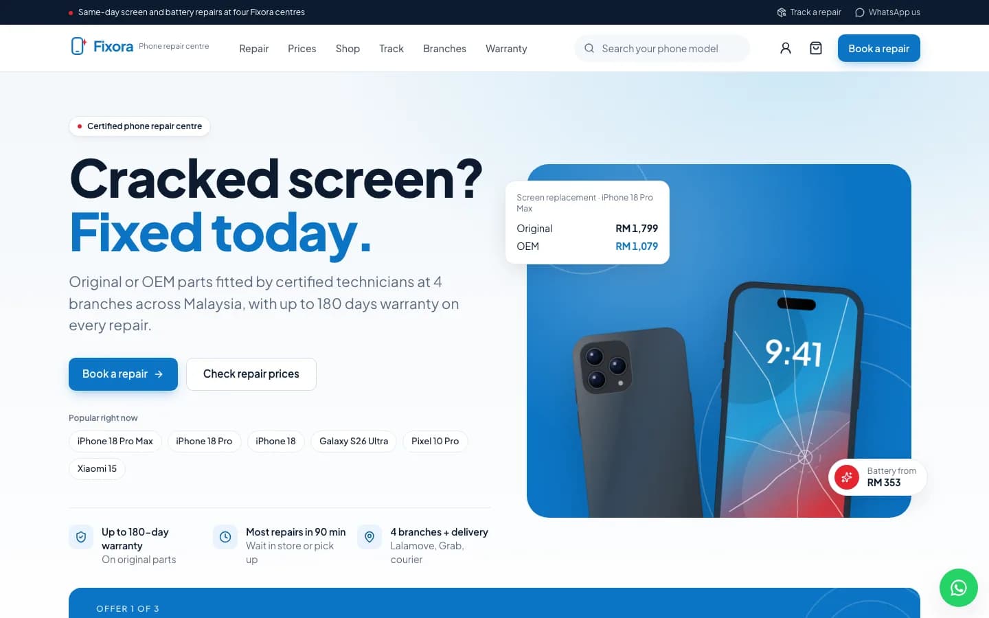 Fixora — Classic+ — home page screenshot