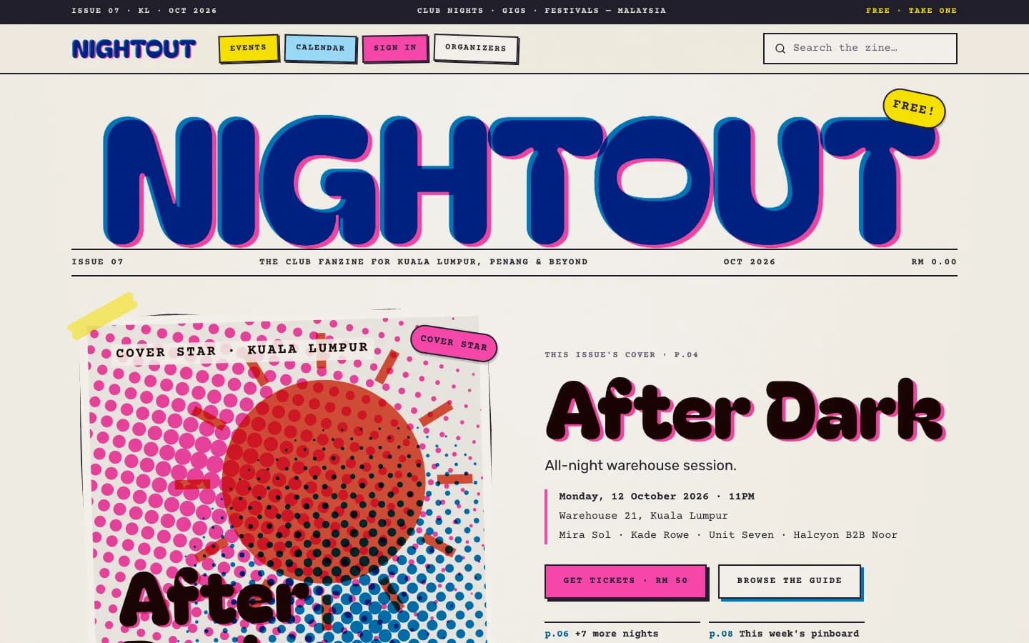 Riso Zine ticketing theme home page